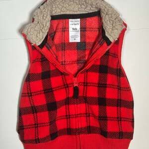 Carter’s Baby Boys Fleece Sleeveless Vest Jacket Red Buffalo Print Size 9M